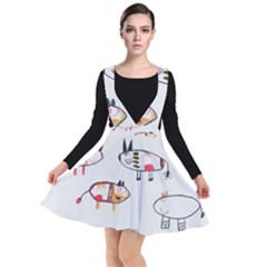 Children Children Drawing Flock Plunge Pinafore Dress by Pakrebo