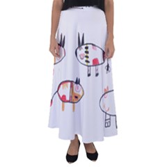 Children Children Drawing Flock Flared Maxi Skirt by Pakrebo