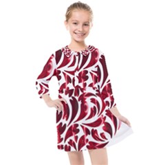 Abstract Geometric Art Fractal Kids  Quarter Sleeve Shirt Dress by Pakrebo