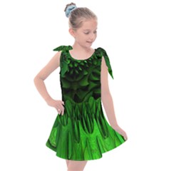 Fractal Rendering Background Green Kids  Tie Up Tunic Dress by Pakrebo