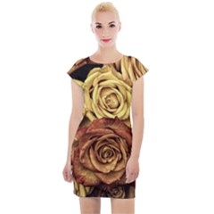 Roses Flowers Love Red Plant Cap Sleeve Bodycon Dress by Pakrebo