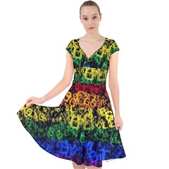 Lgbt Pride Rainbow Gay Lesbian Cap Sleeve Front Wrap Midi Dress by Pakrebo