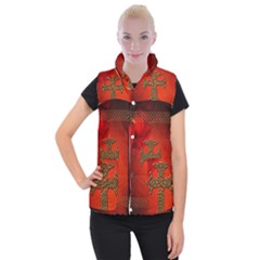 Wonderful Celtic Cross On Vintage Background Women s Button Up Vest by FantasyWorld7