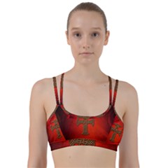 Wonderful Celtic Cross On Vintage Background Line Them Up Sports Bra by FantasyWorld7