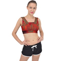 Wonderful Celtic Cross On Vintage Background V-back Sports Bra by FantasyWorld7