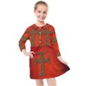 Wonderful Celtic Cross On Vintage Background Kids  Quarter Sleeve Shirt Dress View1