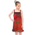 Wonderful Celtic Cross On Vintage Background Kids  Overall Dress View1