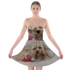 Cockapoo In Dog s Bed Strapless Bra Top Dress by pauchesstore