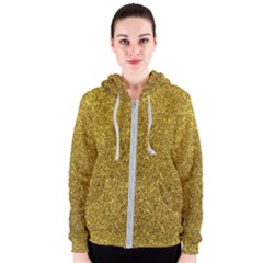 Gold Sparkles Women s Zipper Hoodie by retrotoomoderndesigns