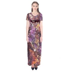 Colorful Rusty Abstract Print Short Sleeve Maxi Dress by dflcprintsclothing