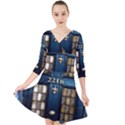 Tardis Sherlock Holmes 221b Quarter Sleeve Front Wrap Dress View1