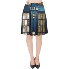 Tardis Sherlock Holmes 221b Velvet High Waist Skirt by Sudhe