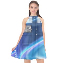 Tardis Space Halter Neckline Chiffon Dress  by Sudhe