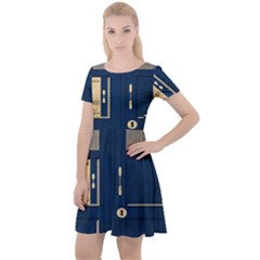 Tardis Poster Cap Sleeve Velour Dress  by Sudhe