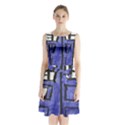 Tardis Painting Sleeveless Waist Tie Chiffon Dress View1