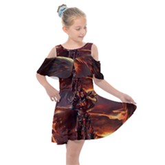 Fantasy Art Fire Heroes Heroes Of Might And Magic Heroes Of Might And Magic Vi Knights Magic Repost Kids  Shoulder Cutout Chiffon Dress by Sudhe