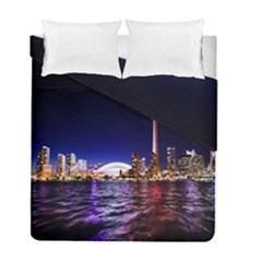 Toronto City Cn Tower Skydome Duvet Cover Double Side (full/ Double Size) by Sudhe