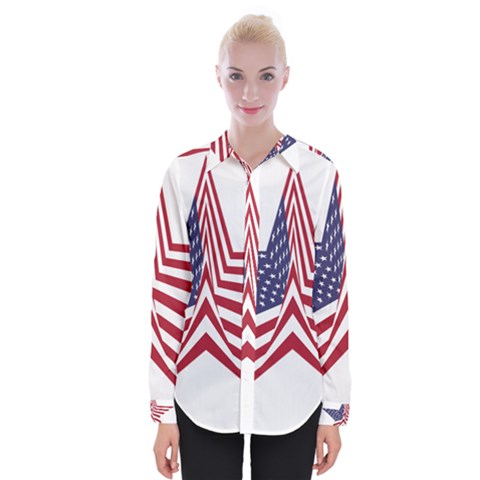 A Star With An American Flag Pattern Womens Long Sleeve Shirt by Sudhe