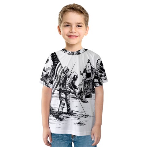 Apollo Moon Landing Nasa Usa Kids  Sport Mesh Tee by Sudhe