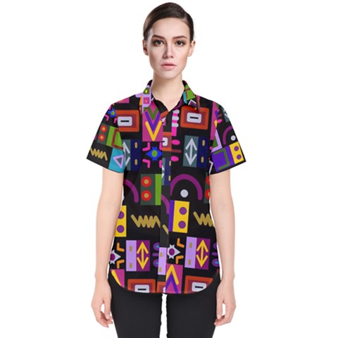 Abstract A Colorful Modern Illustration Women s Short Sleeve Shirt by Sudhe