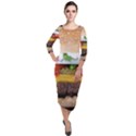 Abstract Barbeque Bbq Beauty Beef Quarter Sleeve Midi Velour Bodycon Dress View1