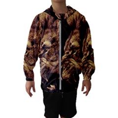 Angry Male Lion Gold Hooded Windbreaker (kids) by Sudhe