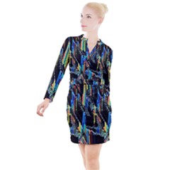 Abstract 3d Blender Colorful Button Long Sleeve Dress by Sudhe