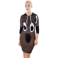 Dog Pup Animal Canine Brown Pet Quarter Sleeve Hood Bodycon Dress by Sudhe