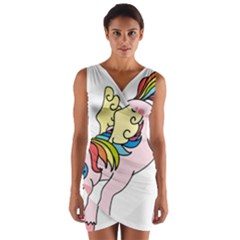 Unicorn Arociris Raimbow Magic Wrap Front Bodycon Dress by Sudhe