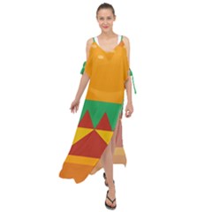 Burger Bread Food Cheese Vegetable Maxi Chiffon Cover Up Dress by Sudhe