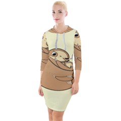 Sloth Quarter Sleeve Hood Bodycon Dress by Sudhe