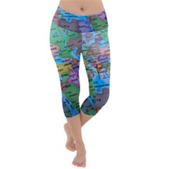 Globe World Map Maps Europe Lightweight Velour Capri Yoga Leggings by Sudhe