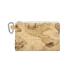 Map Discovery America Ship Train Canvas Cosmetic Bag (small) by Sudhe