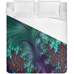 Fractal Turquoise Feather Swirl Duvet Cover (california King Size) by Sudhe