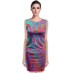 Fractal Bright Fantasy Design Classic Sleeveless Midi Dress by Sudhe