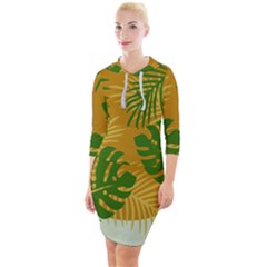 Leaf Leaves Nature Green Autumn Quarter Sleeve Hood Bodycon Dress by Sudhe