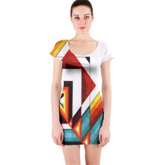 Diamond Acrylic Paint Pattern Short Sleeve Bodycon Dress by Sudhe