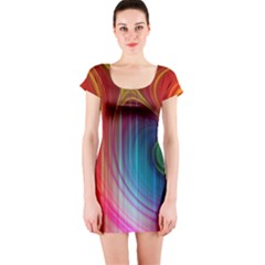 Background Color Colorful Rings Short Sleeve Bodycon Dress by Sudhe