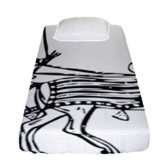 Line Art Drawing Ancient Chariot Fitted Sheet (single Size) by Sudhe