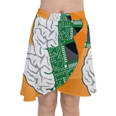 Technology Brain Digital Creative Chiffon Wrap Front Skirt by Sudhe