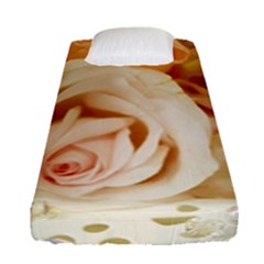 Roses Plate Romantic Blossom Bloom Fitted Sheet (single Size) by Sudhe