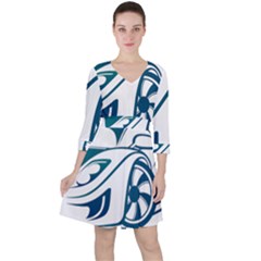 Blue Vector Car Ruffle Dress by Sudhe