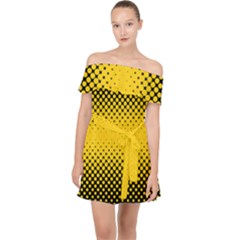 Dot Halftone Pattern Vector Off Shoulder Chiffon Dress by Mariart