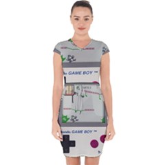 Game Boy White Capsleeve Drawstring Dress  by Sudhe