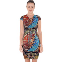 Grateful Dead Rock Band Capsleeve Drawstring Dress  by Sudhe