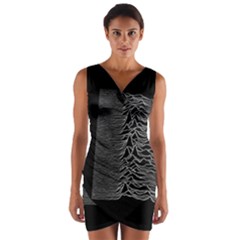 Grayscale Joy Division Graph Unknown Pleasures Wrap Front Bodycon Dress by Sudhe