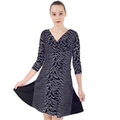 Grayscale Joy Division Graph Unknown Pleasures Quarter Sleeve Front Wrap Dress by Sudhe