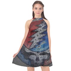 Grateful Dead Logo Halter Neckline Chiffon Dress  by Sudhe