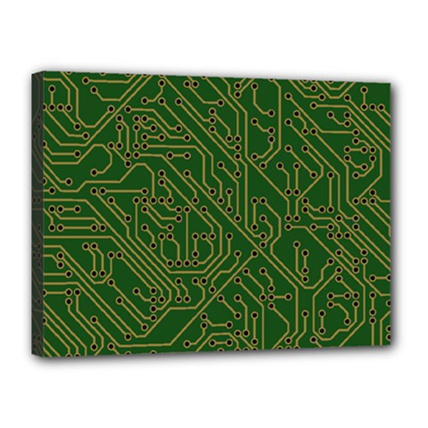 Circuit Board Electronics Draft Canvas 16  X 12  (stretched) by Pakrebo