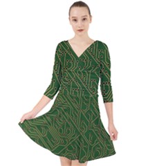 Circuit Board Electronics Draft Quarter Sleeve Front Wrap Dress by Pakrebo